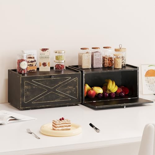 Bamboo Bread Box for Kitchen Counter Farmhouse Bread Storage Container Large Capacity Bread Storage Bin Bread Holder