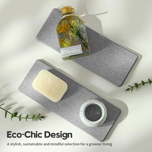 2PCS Bathroom Counter Vanity Trays (2 Pack - Light Gray / 9" x 3.5")