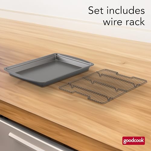 15” x 10.5” Nonstick Carbon Steel Baking Pan & Raised Wire Rack