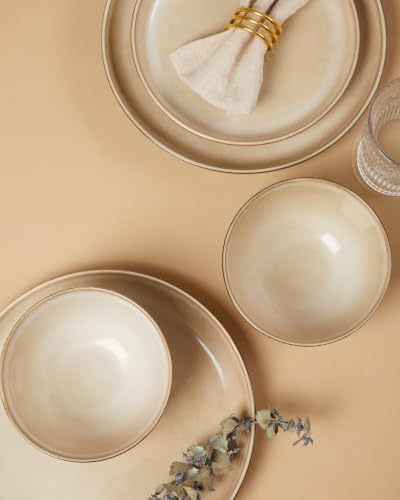 Stoneware Dinnerware Sets for 6 (Mocha Beige / Set (18pcs))