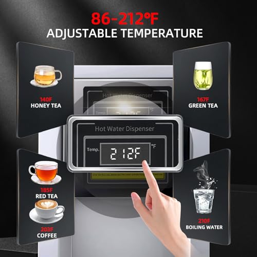 Hot Water Dispenser Commercial Water Boiler Countertop Hot Water Machine Stainless Steel Step (Silver 25Liter/H)