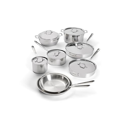 D3 Stainless Steel Cookware Set (Silver / 14 Piece Set)