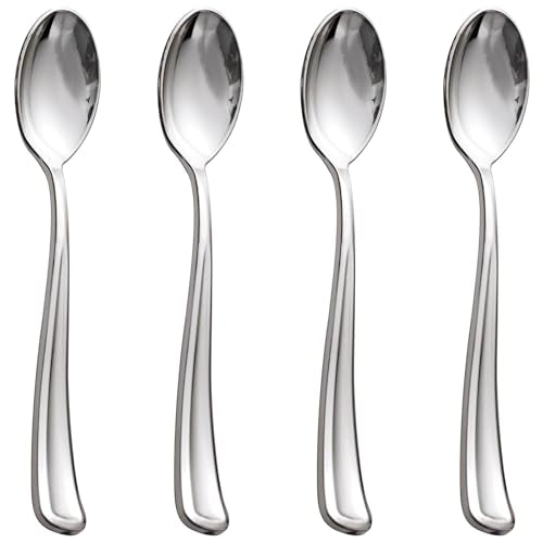 100 Pack Silver Plastic Spoons Disposable (Silver Spoons / 100)