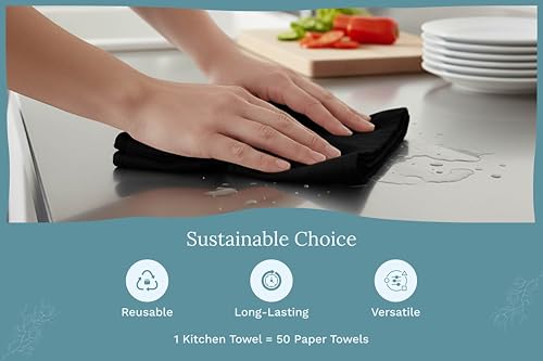 Organic Cotton Black Tea Towels (Black)