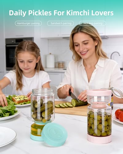 Pickle Jar with Strainer Flip (01-Pink&Blue / 37oz 2pcs)