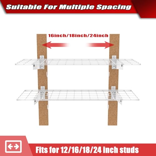 2 Pack Garage Wall Shelves (White-15x45)
