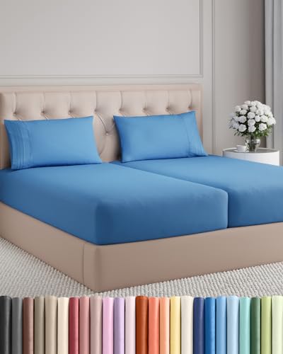 Split King Size 5 Piece Sheet Set (19 - Royal Blue / Split King Size)