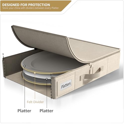 Platter Storage Case for Dinnerware (Beige / Platter Storage)