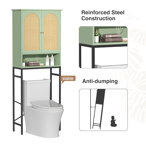 Rattan Toilet Storage Cabinet (Green)