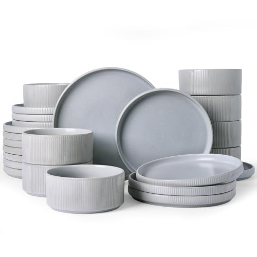 Star Stoneware Dinnerware Sets for 8 (Matte Gray)