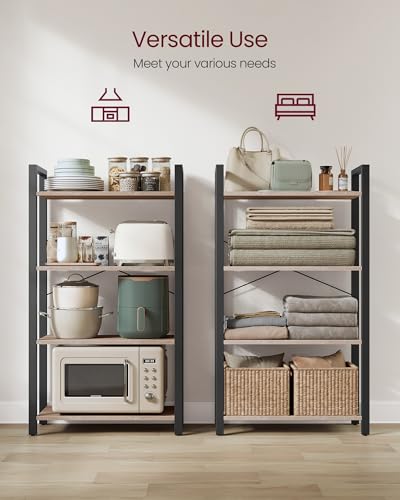 4 Tier Bookshelf (Heather Greige + Ink Black / 4 Tiers (11.8"D x 26"W) / Without Back Panels)