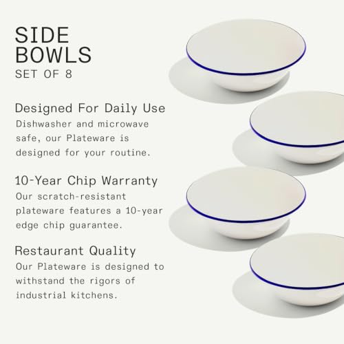 Cookware Set of 8 (White w/ Navy Rim / 8-Piece)
