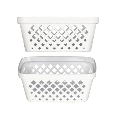 Plastic Storage Basket Set (White / Small)