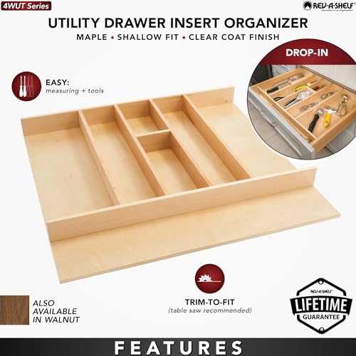 Trim-to-Custom-Fit Silverware Drawer Insert Divider Organizer (24" W / Shallow)