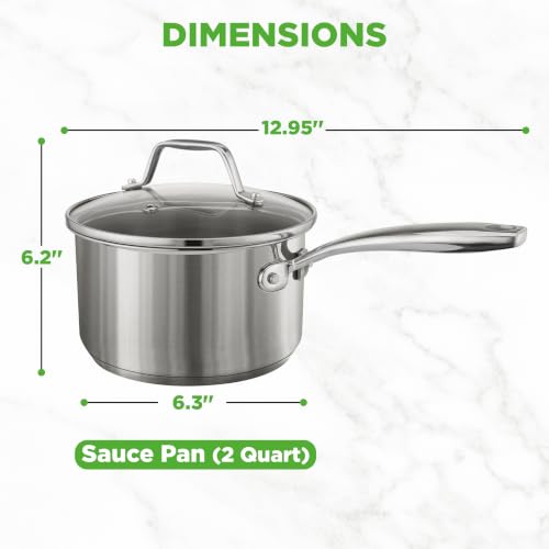 2 Quart Stainless Steel Saucepan with Lid