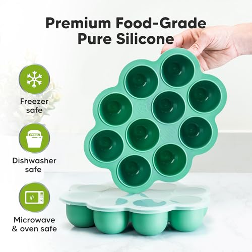 Silicone Food Freezer Trays with Lid (Alpine Green)