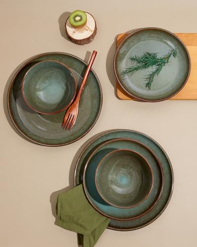 Stoneware Dinnerware Sets for 8 (Brown Green / Set (32pcs))
