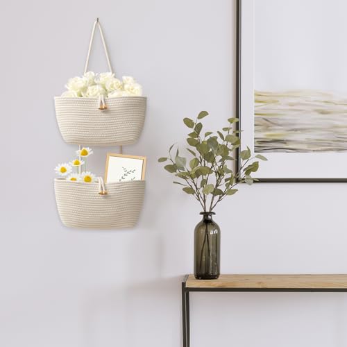 Over the Door Hanging Baskets with Button Strap (White / 3 tier+Button)