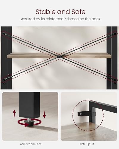 4 Tier Bookshelf (Heather Greige + Ink Black / 4 Tiers (11.8"D x 26"W) / Without Back Panels)
