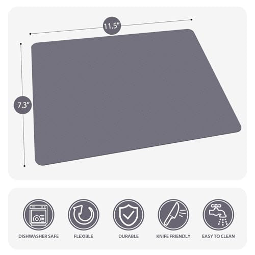 Small Flexible Plastic Cutting Boards for Kitchen Set of 3 (Multi Grey - Small - 3)