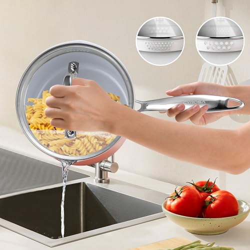 3.0 Quart Stainless Steel Pot Saucepan with Glass Strainer Lid