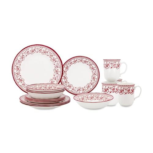 16 Piece Porcelain Dinnerware Set for 4 (Aster Pink / 16)