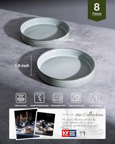 Star 7.5" Pasta Bowls Set of 8 (Smoky Blue / 8 pcs)