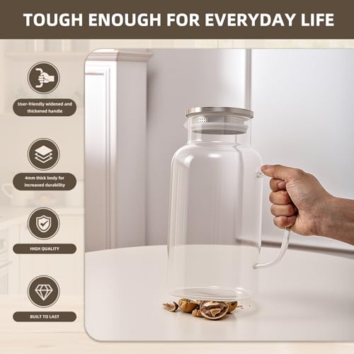 1 Gallon 3.8L Glass Pitcher with Lid and Spout (128 Ounces)
