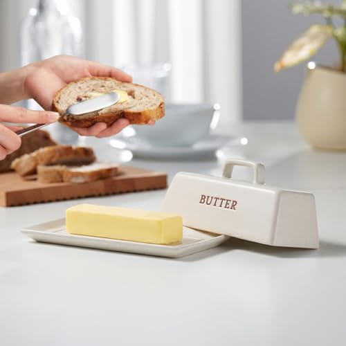 Ceramic Butter Dish with Lid (Matte Oatmeal)