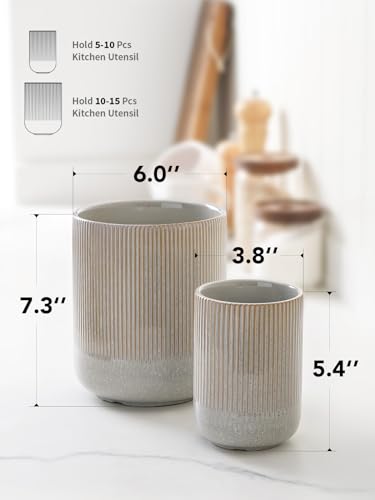 Utensil Holder for Kitchen Counter (Glaze Marble Gray)