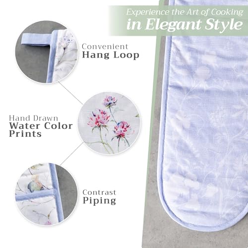 Double Oven Mitts 100% Cotton Double Oven Glove (068 - Summer Floral / 7" x 35" (Double Oven Mitt))