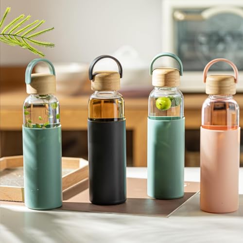21oz Borosilicate Glass Water Bottle with Non (2pcs Green)