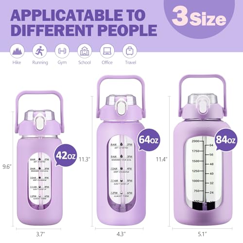 84oz Glass Water Bottle with Straw (Purple / 84 Ounces)