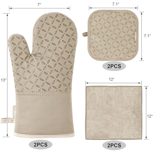 Oven Mitts and Pot Holders 6pcs Set (Almond)