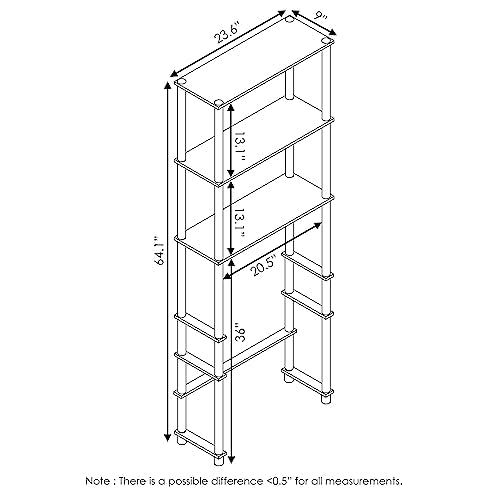 Turn-N-Tube with 3 Shelves Toilet Space Saver, French Oak Grey/Black (French Oak/Black / Basic Rack)
