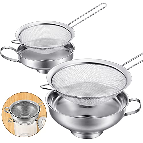 4 Pcs Stainless Steel Canning Funnels with Fine Mesh Strainer (4 Count)
