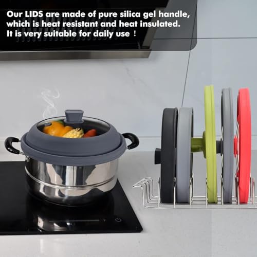 Microwave Splatter Cover Glass Splatter Guard Lid with Collapsible Silicone for Food Pot Cover Plate Cover 10.8 inch Black (Black / 10.8 inch)