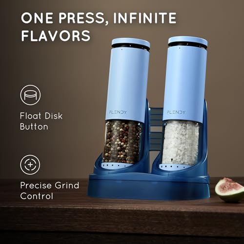Rechargeable Electric Salt and Pepper Grinder Set with Charging Base (Set of 2 with Charging Base / Blue)