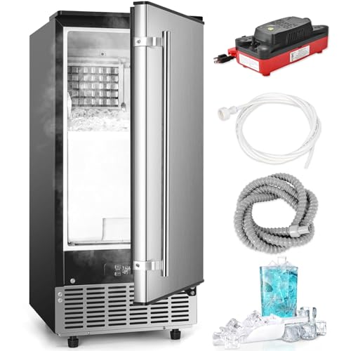 Commercial Under Counter Ice Maker with Drain Pump (Silver)