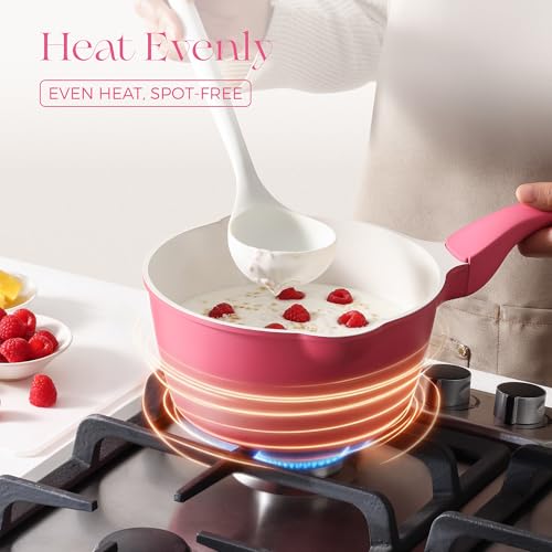 Nonstick Saucepan with Lid (2.7 Quarts / Raspberry Red)