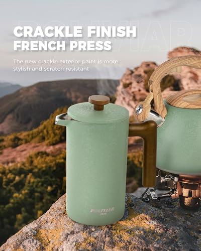 POLIVIAR French Press Coffee Maker (Crack Green)