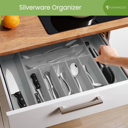 Bamboo Drawer Organizer (Grey / 9 Slot)
