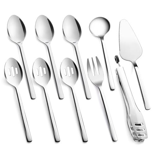10 piece Large Hostess Serving Utensils Set (10 / Silver)