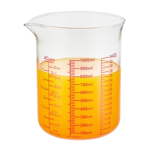 Borosilicate Glass Measuring Cup with V (4Cup,1000ML)