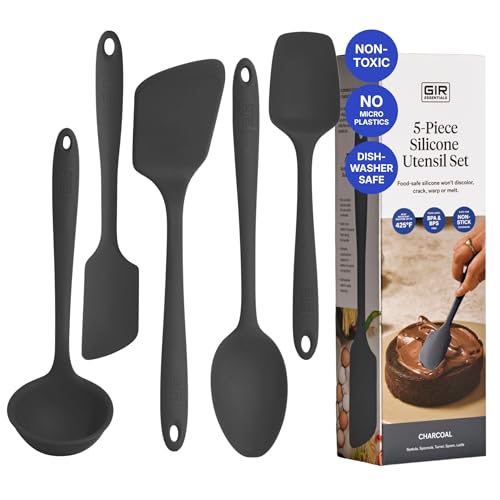 5 Piece Silicone Kitchen Utensils Set (Charcoal / 5 - Piece Set)