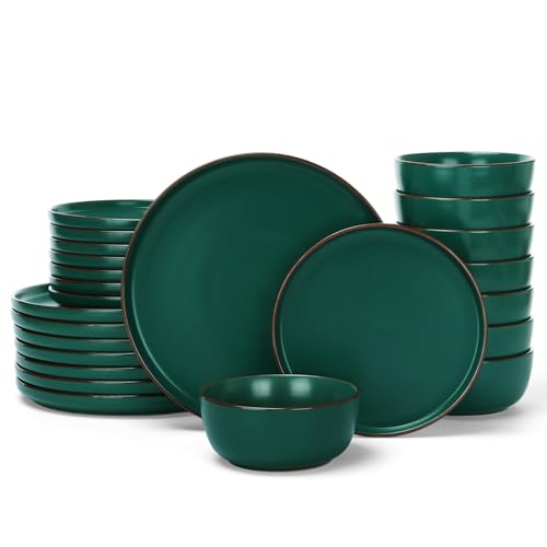 Mercury 24 Piece Stoneware Dinnerware Set (Dark Green / Service for 8 (Standard Dinner Set))