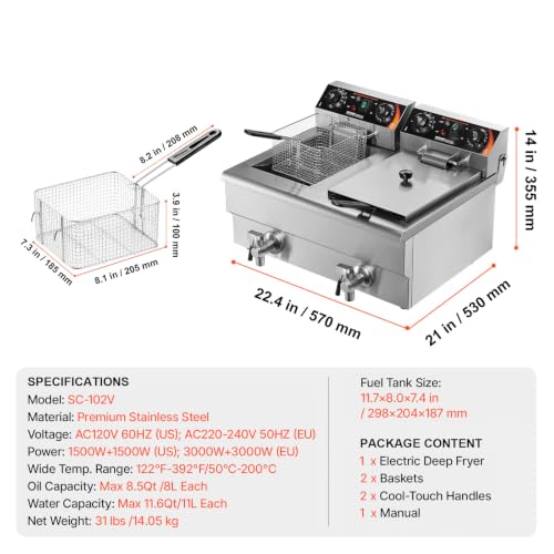 Commercial Deep Fryer (Upgraded with Timer & Oil Filtration / Double Fryer)