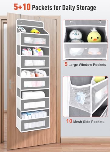 3 Pack Over The Door Organizer Storage (Grey / 3 Pack)