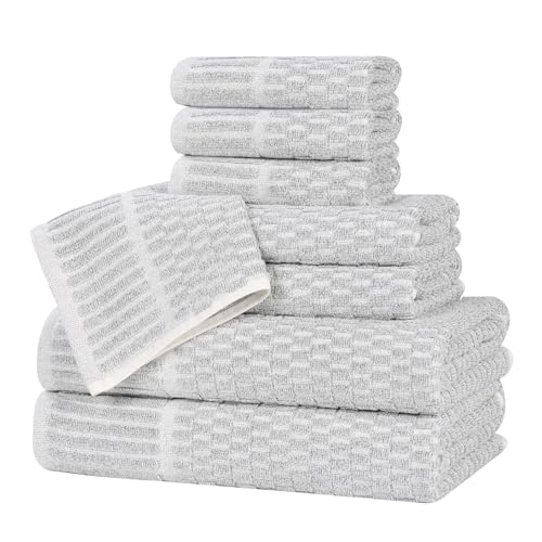 Juno Viscose Cotton Blend Medium Weight Towels (8 Piece Towel Set / Platinum)