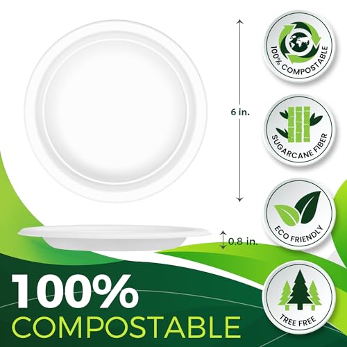 100PCS 100% Small Dessert Plates Disposable (White / 6in(100count))